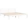 Estructura de cama matrimonio con cabecero madera maciza blanco de , Camas y somieres - Ref: Foro24-3194902, Precio: 155,80 €...