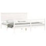 Double bed frame with white solid wood headboard by , Beds and slatted bases - Ref: Foro24-3195237, Price: 189,26 €, Discount: %