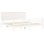 Double bed frame with white solid wood headboard by , Beds and slatted bases - Ref: Foro24-3195237, Price: 189,26 €, Discount: %