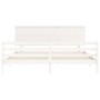 Double bed frame with white solid wood headboard by , Beds and slatted bases - Ref: Foro24-3195237, Price: 189,26 €, Discount: %