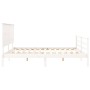 Double bed frame with white solid wood headboard by , Beds and slatted bases - Ref: Foro24-3195237, Price: 189,26 €, Discount: %