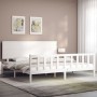 Estructura cama de matrimonio con cabecero madera maciza blanco de , Camas y somieres - Ref: Foro24-3193417, Precio: 194,99 €...