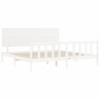 Estructura cama de matrimonio con cabecero madera maciza blanco de , Camas y somieres - Ref: Foro24-3193417, Precio: 194,99 €...