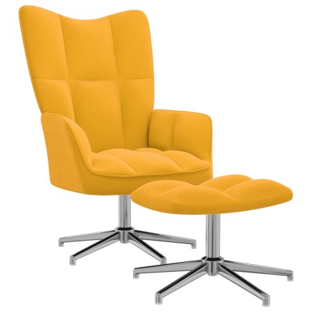 Silla de relajación con reposapiés terciopelo amarillo mostaza de , Sillones - Ref: Foro24-328135, Precio: 142,71 €, Descuent...