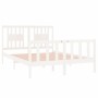 Estructura de cama de madera maciza blanca 135x190 cm de , Camas y somieres - Ref: Foro24-3104104, Precio: 168,55 €, Descuent...