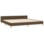 Bed frame with headboard in dark brown fabric 200x200cm by , Beds and slatted bases - Ref: Foro24-3125246, Price: 246,77 €, D...