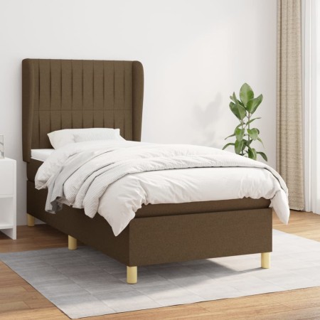 Cama box spring con colchón tela marrón oscuro 80x200 cm de , Camas y somieres - Ref: Foro24-3128640, Precio: 330,16 €, Descu...