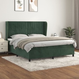 Cama box spring con colchón terciopelo verde oscuro 180x200 cm de , Camas y somieres - Ref: Foro24-3129348, Precio: 651,81 €,...