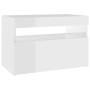 Mesita de noche con LED contrachapada blanco brillo 60x35x40 cm de vidaXL, Mesitas de noche - Ref: Foro24-3082786, Precio: 46...