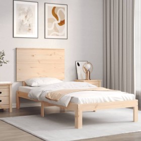 Bed frame with solid wood headboard by , Beds and slatted bases - Ref: Foro24-3193626, Price: 96,27 €, Discount: %