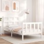 Single bed frame with white solid wood headboard by , Beds and slatted bases - Ref: Foro24-3192972, Price: 106,79 €, Discount: %