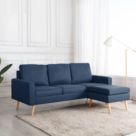 3-Sitzer-Sofa mit Fußhocker aus blauem Stoff von , Sofas - Ref: Foro24-288727, Preis: 437,09 €, Rabatt: %