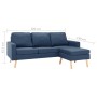 Sofá de 3 plazas con reposapiés de tela azul de , Sofás - Ref: Foro24-288727, Precio: 437,09 €, Descuento: %