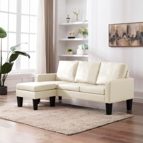 3-seater sofa with footrest in cream-colored synthetic leather by , Sofas - Ref: Foro24-288773, Price: 429,19 €, Discount: %