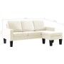 3-Sitzer-Sofa mit Fußstütze aus cremefarbenem Kunstleder von , Sofas - Ref: Foro24-288773, Preis: 429,63 €, Rabatt: %