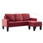 3-Sitzer-Sofa mit Fußstütze aus weinrotem Kunstleder von , Sofas - Ref: Foro24-288771, Preis: 440,29 €, Rabatt: %