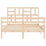 Bed frame with solid wood headboard 140x200 cm by , Beds and slatted bases - Ref: Foro24-3194896, Price: 133,99 €, Discount: %