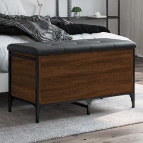 Brown oak engineered wood storage bench 82x42x45 cm by , Benches for halls and storage - Ref: Foro24-835146, Price: 75,24 €, ...