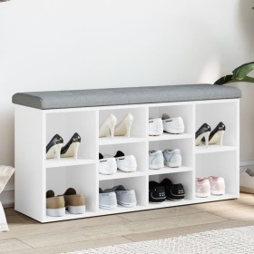 White engineered wood shoe bench 102x32x50 cm by , Benches for halls and storage - Ref: Foro24-835110, Price: 94,99 €, Discou...