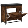 Shoe bench with folding drawer smoked oak 62x32x56 cm by , Benches for halls and storage - Ref: Foro24-835119, Price: 66,72 €...