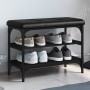 Black engineered wood shoe bench 62x32x47 cm by , Benches for halls and storage - Ref: Foro24-835152, Price: 60,71 €, Discoun...