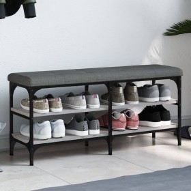 Sonoma gray engineered wood shoe bench 102x32x47 cm by , Benches for halls and storage - Ref: Foro24-835165, Price: 64,32 €, ...