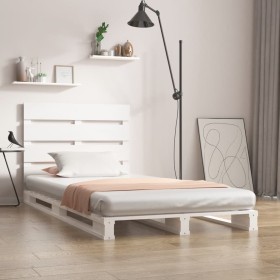 Solid white pine wood bed frame 90x190 cm by , Beds and slatted bases - Ref: Foro24-3190496, Price: 157,36 €, Discount: %