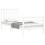 White solid wood bed frame with headboard by , Beds and slatted bases - Ref: Foro24-3194212, Price: 110,46 €, Discount: %