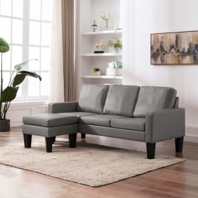 3-seater sofa with footrest in gray synthetic leather by , Sofas - Ref: Foro24-288769, Price: 387,76 €, Discount: %