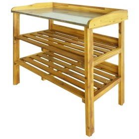 Potting bench with 2 shelves solid acacia wood+zinc by vidaXL, Gardening tables - Ref: Foro24-43795, Price: 96,53 €, Discount: %