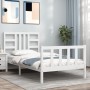 White solid wood bed frame with headboard 100x200 cm by , Beds and slatted bases - Ref: Foro24-3191962, Price: 138,91 €, Disc...