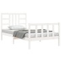 White solid wood bed frame with headboard 100x200 cm by , Beds and slatted bases - Ref: Foro24-3191962, Price: 138,91 €, Disc...