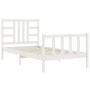 White solid wood bed frame with headboard 100x200 cm by , Beds and slatted bases - Ref: Foro24-3191962, Price: 138,91 €, Disc...