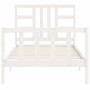 White solid wood bed frame with headboard 100x200 cm by , Beds and slatted bases - Ref: Foro24-3191962, Price: 138,91 €, Disc...