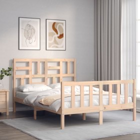 Bed frame with solid wood headboard 140x200 cm by , Beds and slatted bases - Ref: Foro24-3193076, Price: 131,99 €, Discount: %