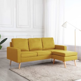 Sofá de 3 plazas con reposapiés de tela amarillo de , Sofás - Ref: Foro24-288729, Precio: 435,06 €, Descuento: %