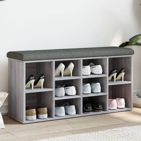 Sonoma gray engineered wood shoe bench 102x32x50 cm by , Benches for halls and storage - Ref: Foro24-835115, Price: 91,69 €, ...