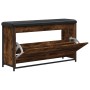 Shoe bench with folding drawer smoked oak 102x32x56 cm by , Benches for halls and storage - Ref: Foro24-835129, Price: 86,02 ...