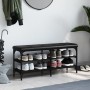 Black engineered wood shoe bench 102x32x47 cm by , Benches for halls and storage - Ref: Foro24-835162, Price: 68,57 €, Discou...