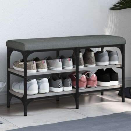 Banco zapatero madera de ingeniería gris Sonoma 82x32x47 cm de , Bancos para recibidores y almacenamiento - Ref: Foro24-83516...