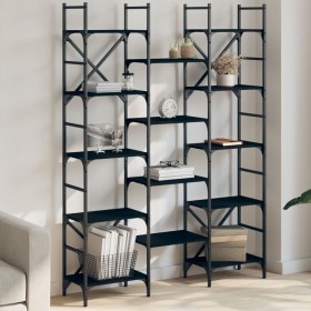 Black engineered wood shelf 127.5x28.5x172.5 cm by , Bookcases and shelves - Ref: Foro24-838868, Price: 107,99 €, Discount: %