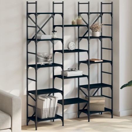 Estantería madera de ingeniería negra 127,5x28,5x172,5 cm de , Librerías y estanterías - Ref: Foro24-838868, Precio: 107,93 €...