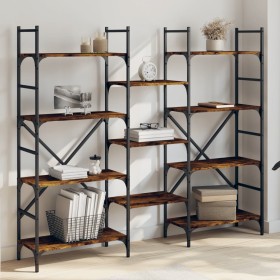 Smoked oak engineered wood shelf 160x28.5x136.5 cm by , Bookcases and shelves - Ref: Foro24-838875, Price: 95,00 €, Discount: %