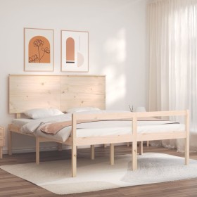 Bed for seniors with solid wood headboard 160x200cm by , Beds and slatted bases - Ref: Foro24-3195491, Price: 167,23 €, Disco...