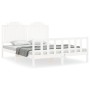 Estructura de cama con cabecero madera maciza blanco 160x200 cm de , Camas y somieres - Ref: Foro24-3192307, Precio: 172,21 €...