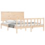 Bed frame with solid wood headboard 160x200 cm by , Beds and slatted bases - Ref: Foro24-3193411, Price: 146,47 €, Discount: %