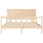 Bed frame with solid wood headboard 160x200 cm by , Beds and slatted bases - Ref: Foro24-3193411, Price: 146,47 €, Discount: %