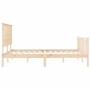 Bed frame with solid wood headboard 160x200 cm by , Beds and slatted bases - Ref: Foro24-3193411, Price: 146,47 €, Discount: %