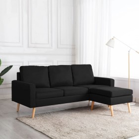 3-Sitzer-Sofa mit Fußstütze aus schwarzem Stoff von , Sofas - Ref: Foro24-288732, Preis: 372,99 €, Rabatt: %