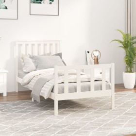 Estructura de cama con cabecero madera de pino blanca 90x200 cm de , Camas y somieres - Ref: Foro24-3188192, Precio: 111,99 €...